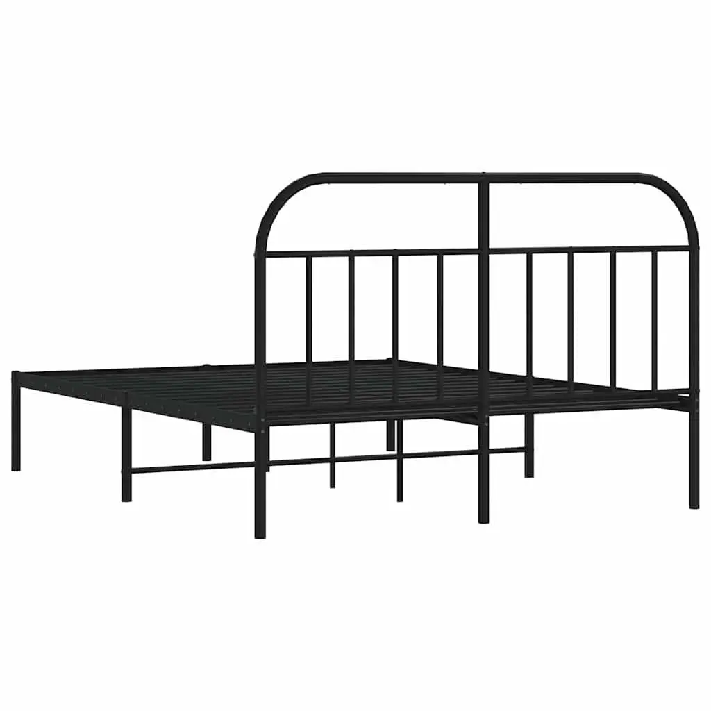 Black Metal Bed Frame 150x200 cm with Headboard