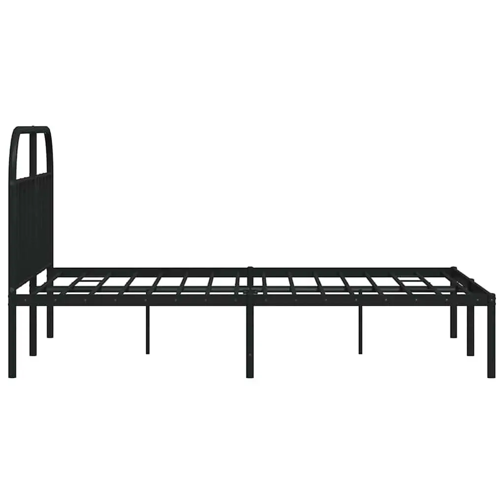 Black Metal Bed Frame 150x200 cm with Headboard