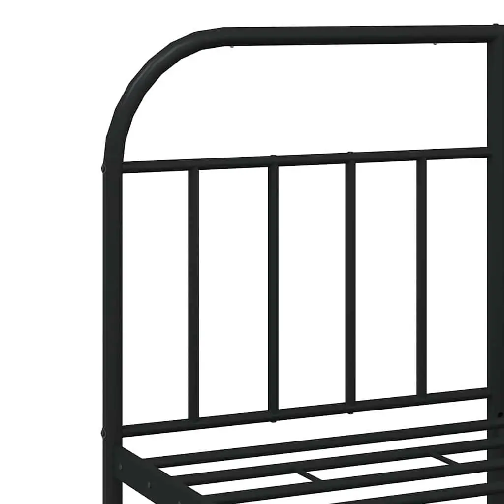 Black Metal Bed Frame 150x200 cm with Headboard