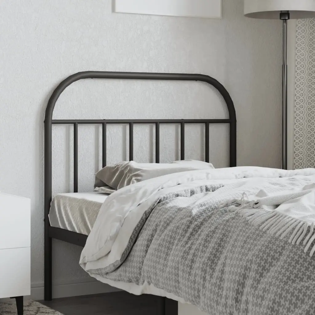 Black Metal Headboard 107cm Powder-Coated Steel Attachment Accessory for Bed Frame