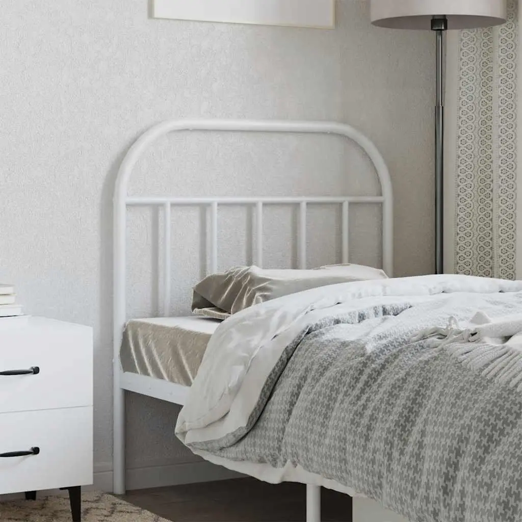 Metal Headboard Powder Coated Steel 90cm White Bedroom Back Support