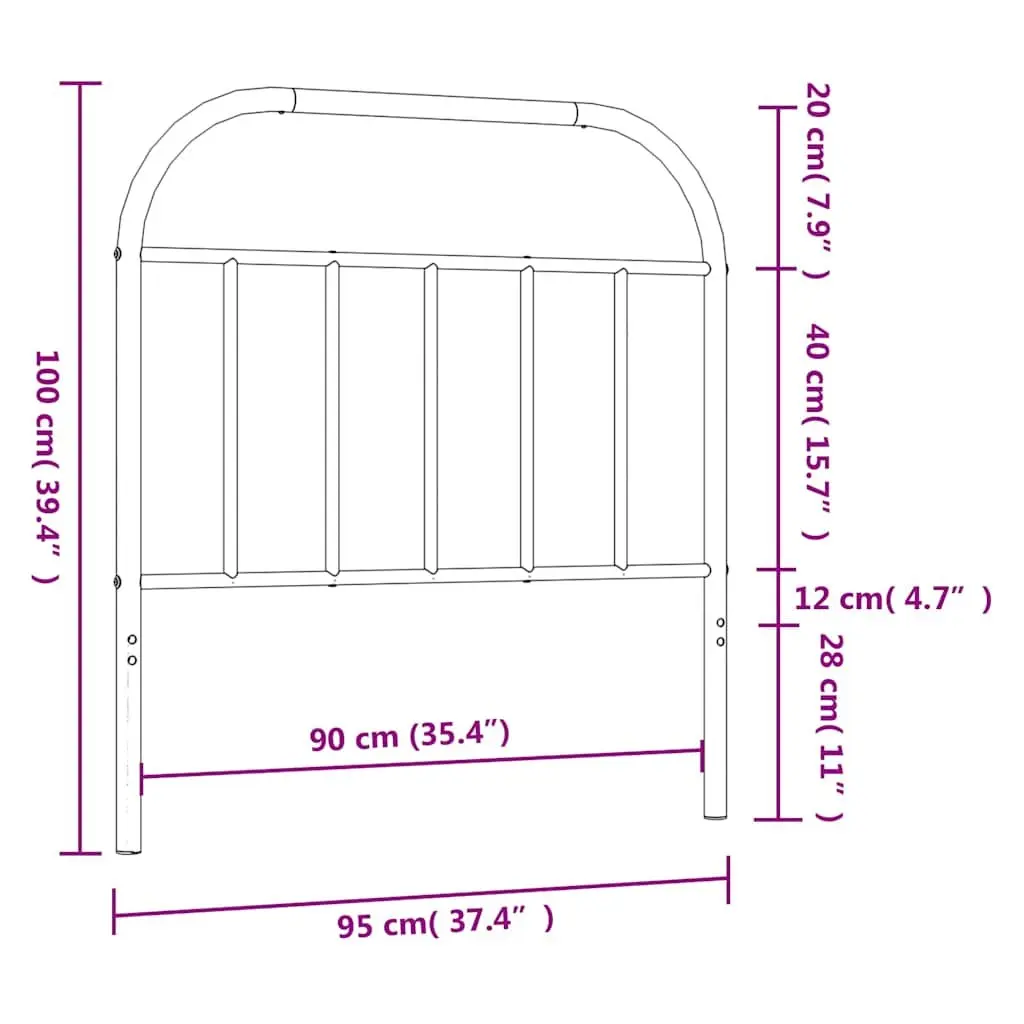 Metal Headboard Powder Coated Steel 90cm White Bedroom Back Support