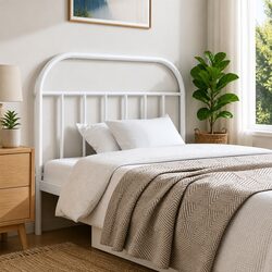 White Metal Headboard for Cozy Bedroom Spaces