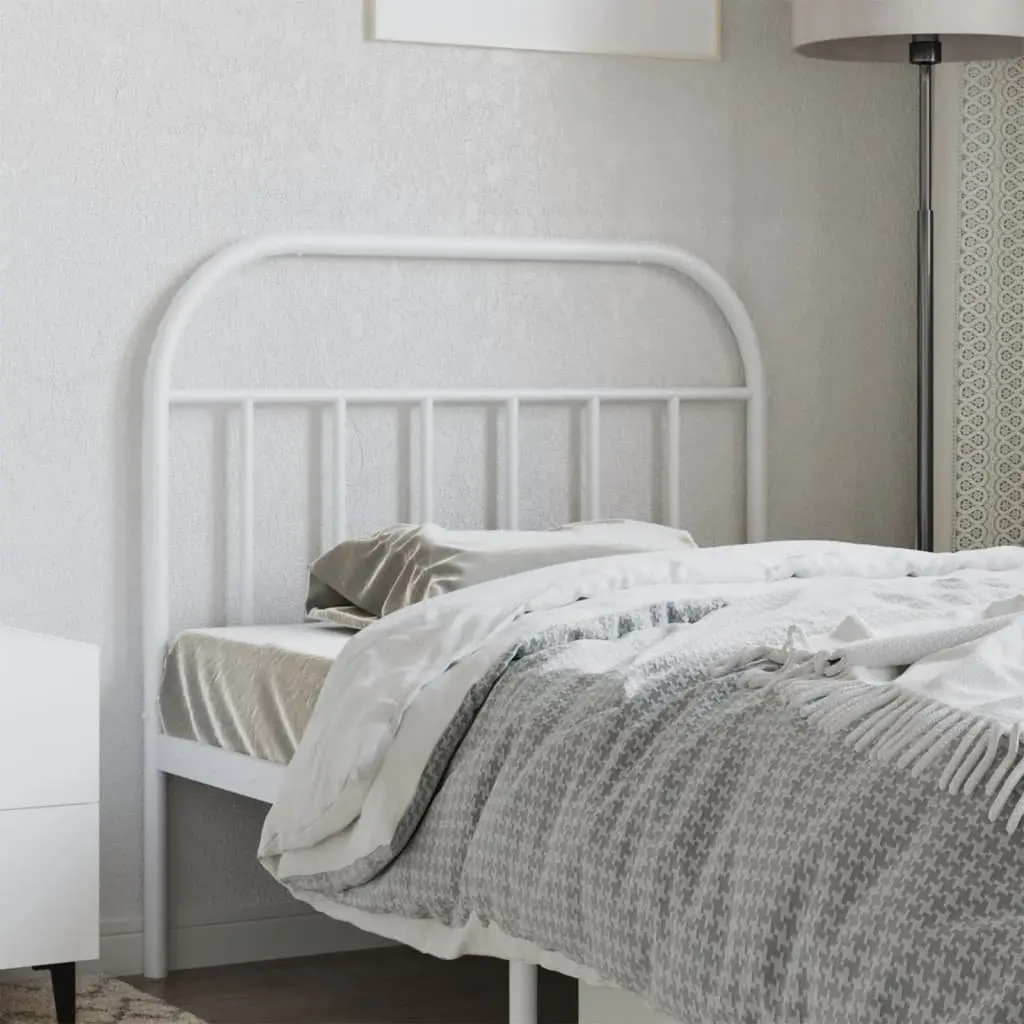 Metal Headboard White 107 cm Powder-coated Steel Bed Header with Sturdy Legs