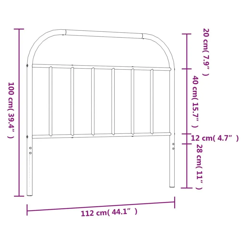Metal Headboard White 107 cm Powder-coated Steel Bed Header with Sturdy Legs