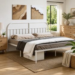 Stylish White Metal Headboard for 180cm Beds