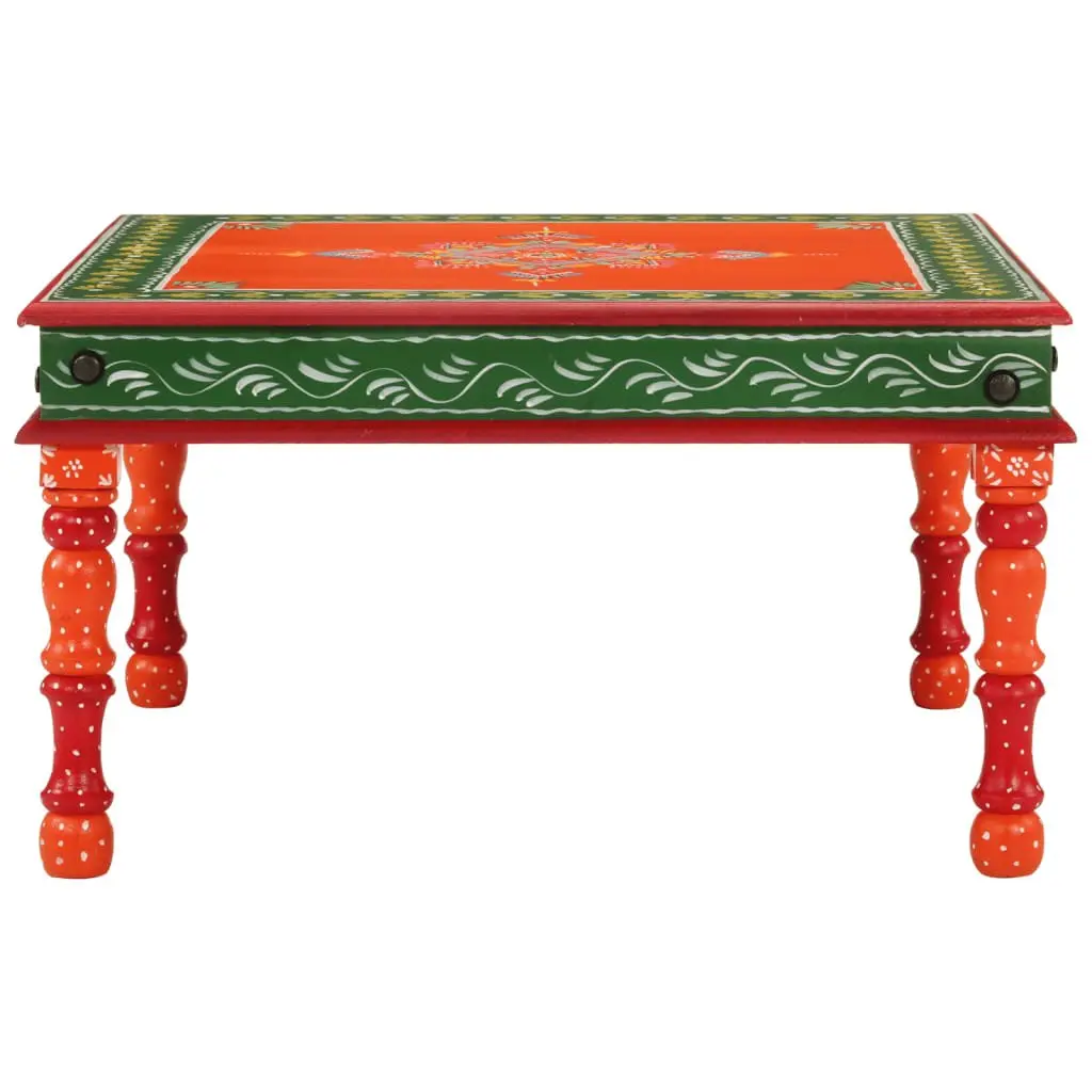Orange Hand Painted Mango Wood Coffee Table