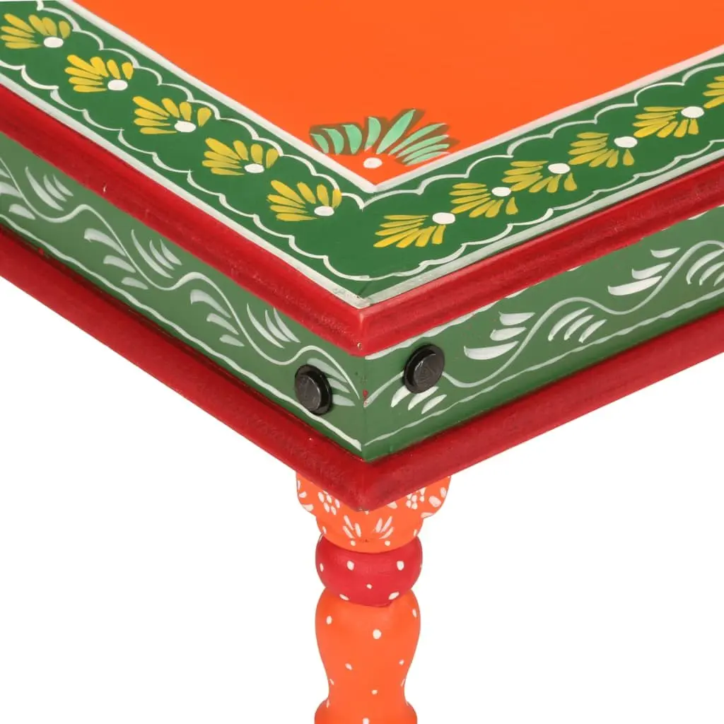 Orange Hand Painted Mango Wood Coffee Table