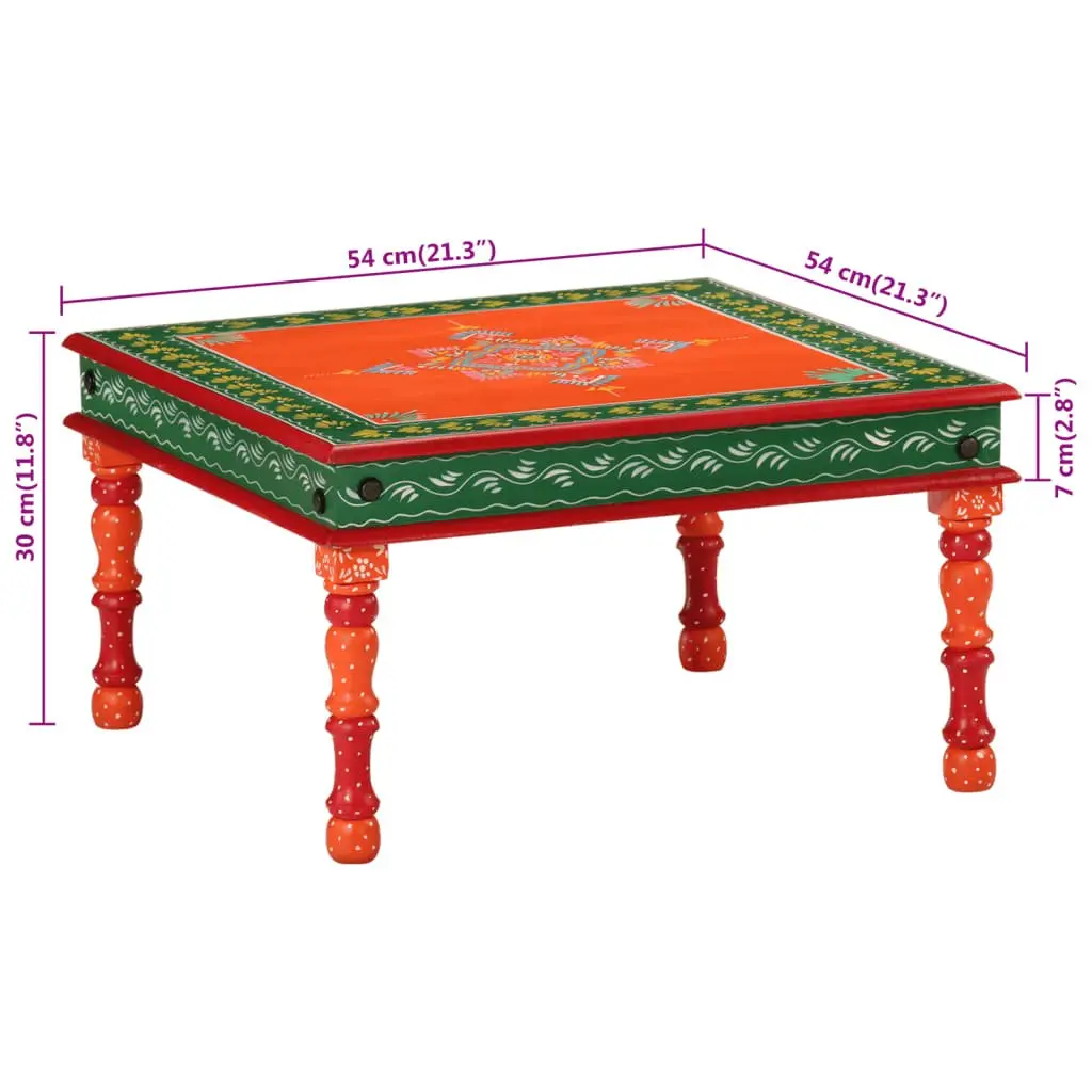 Orange Hand Painted Mango Wood Coffee Table