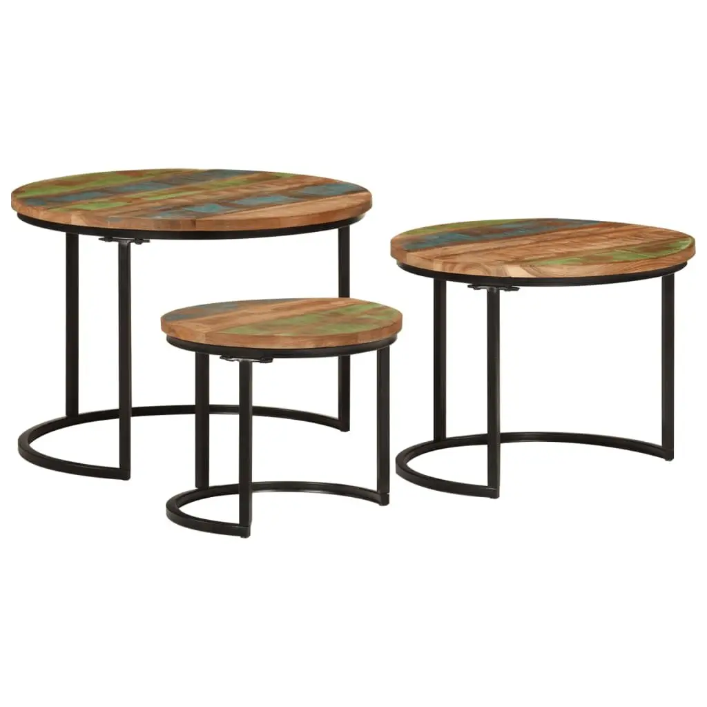 3-Piece Nesting Tables Set in Solid Reclaimed Wood