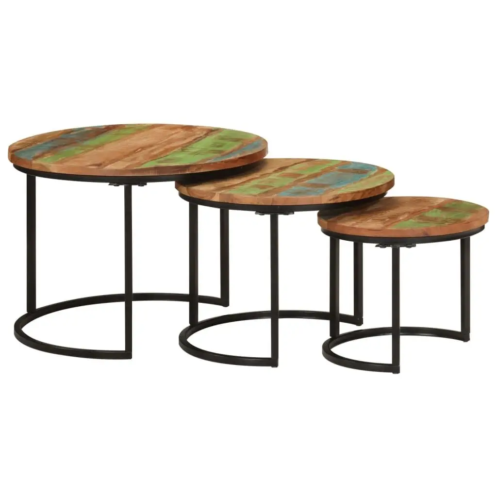 3-Piece Nesting Tables Set in Solid Reclaimed Wood