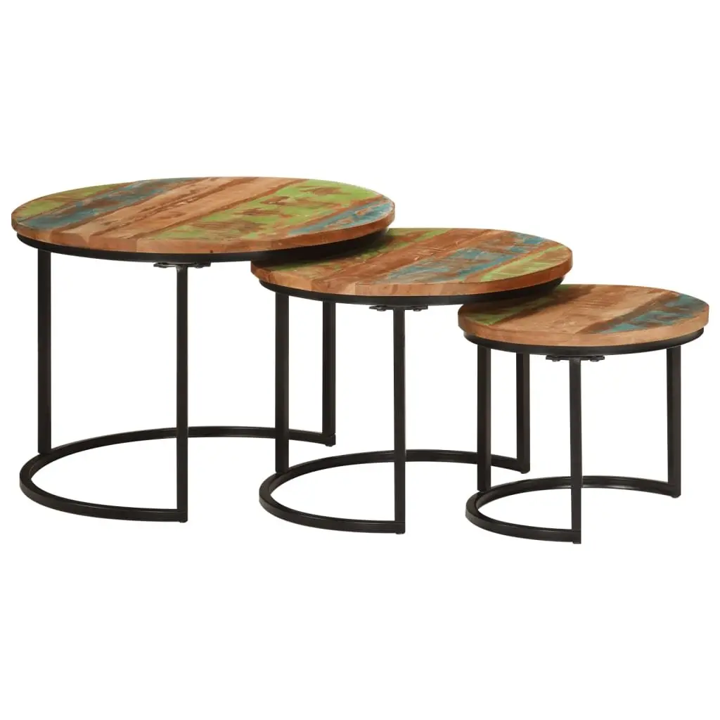 3-Piece Nesting Tables Set in Solid Reclaimed Wood