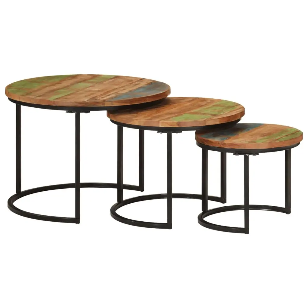 3-Piece Nesting Tables Set in Solid Reclaimed Wood