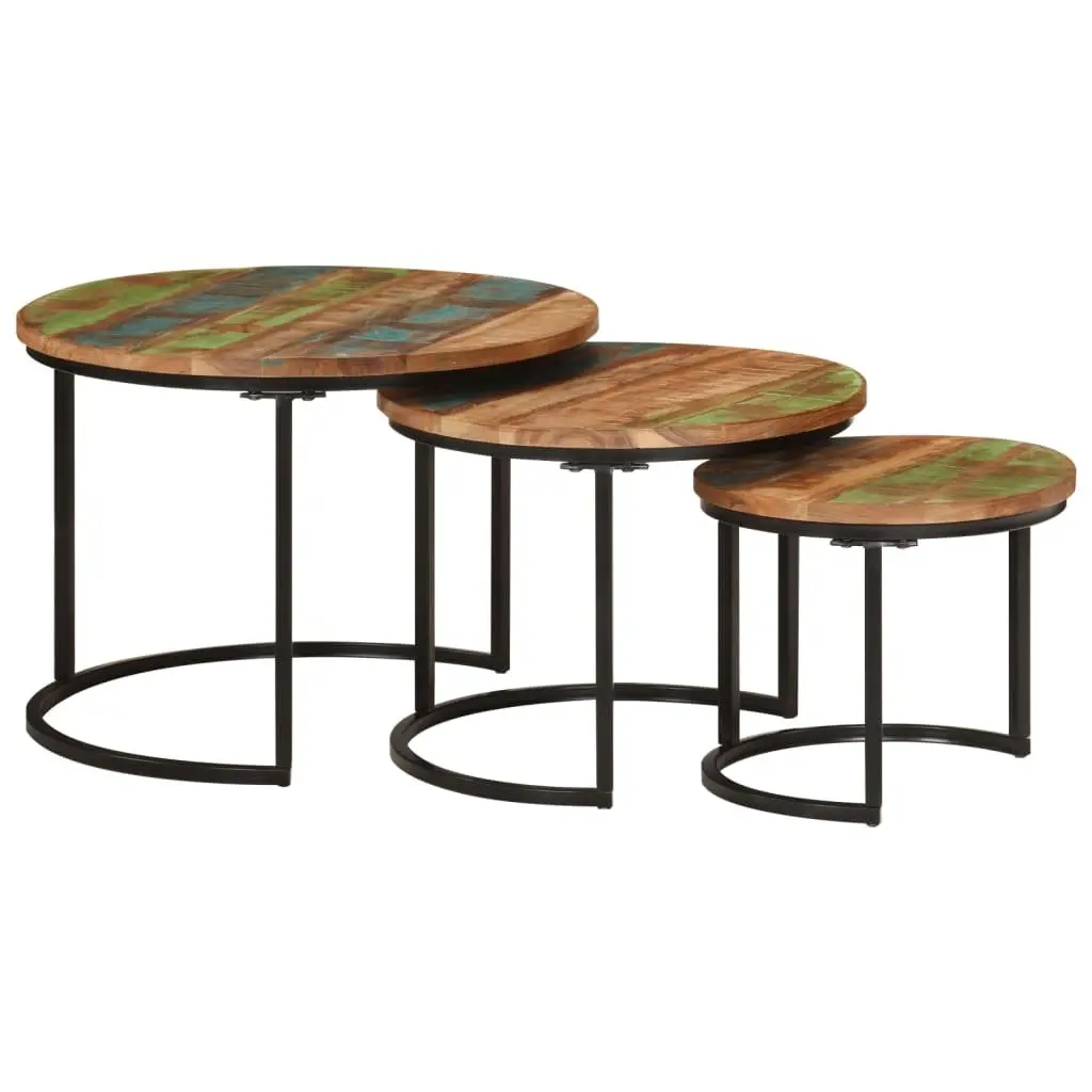 3-Piece Nesting Tables Set in Solid Reclaimed Wood