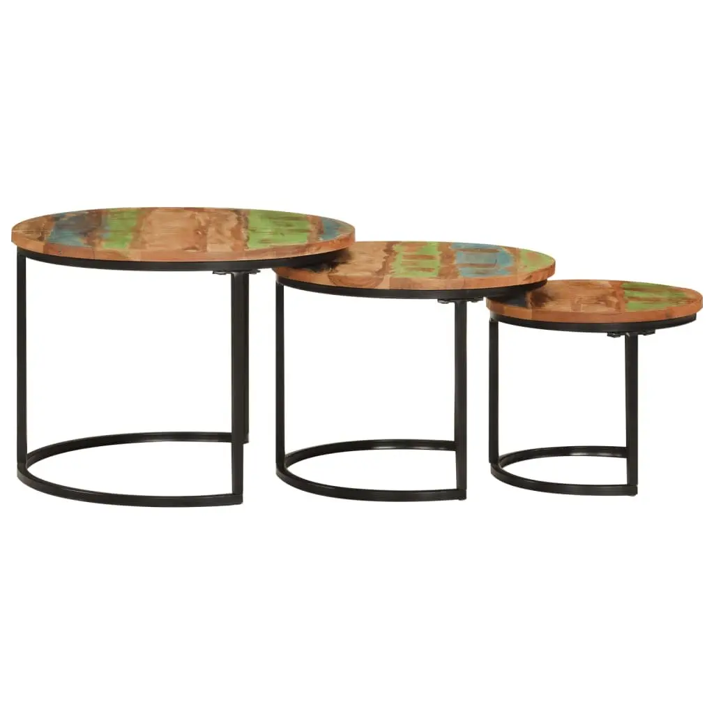 3-Piece Nesting Tables Set in Solid Reclaimed Wood