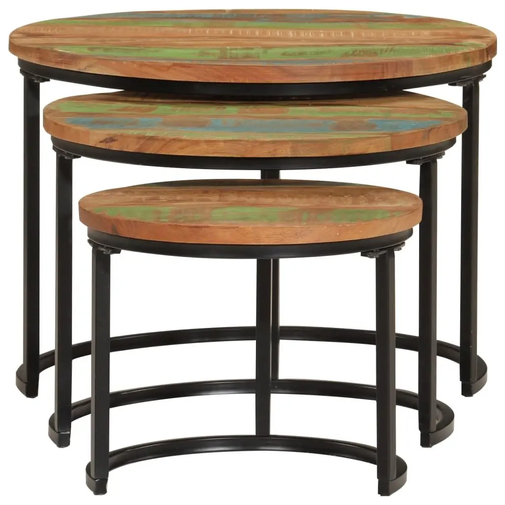 3-Piece Nesting Tables Set in Solid Reclaimed Wood