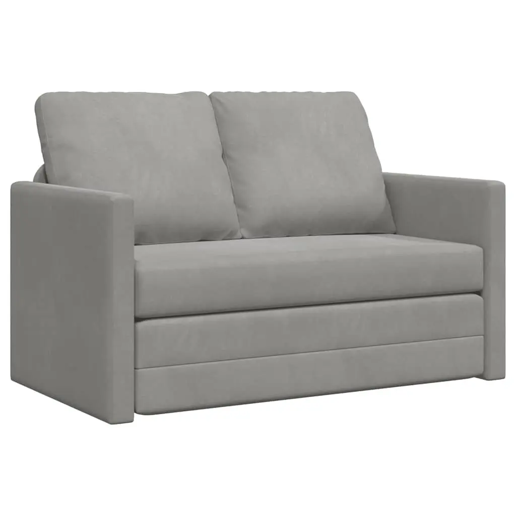 Floor Sofa Bed Convertible Loveseat Grey Velvet 2-in-1