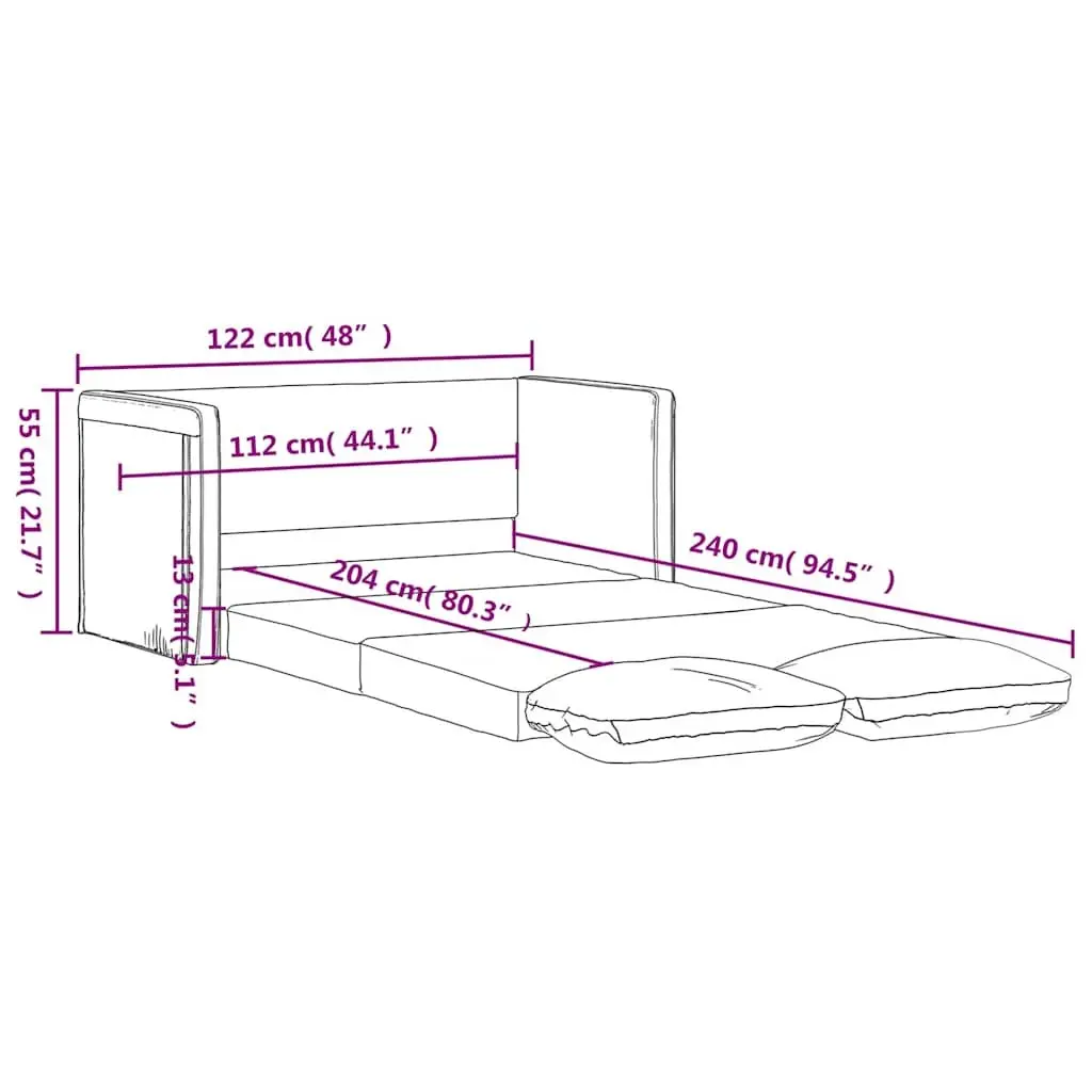 Floor Sofa Bed Convertible Loveseat Grey Velvet 2-in-1