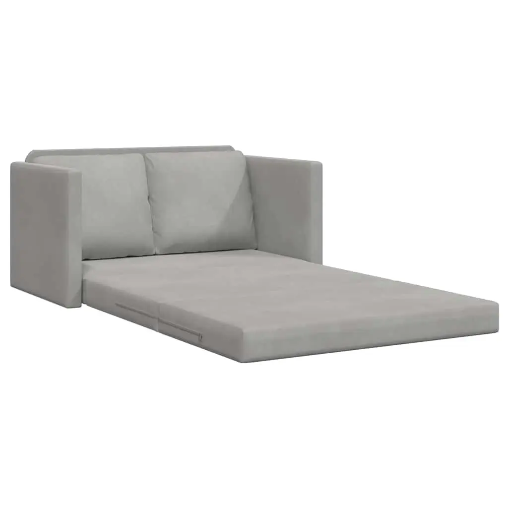 Floor Sofa Bed Convertible Loveseat Grey Velvet 2-in-1