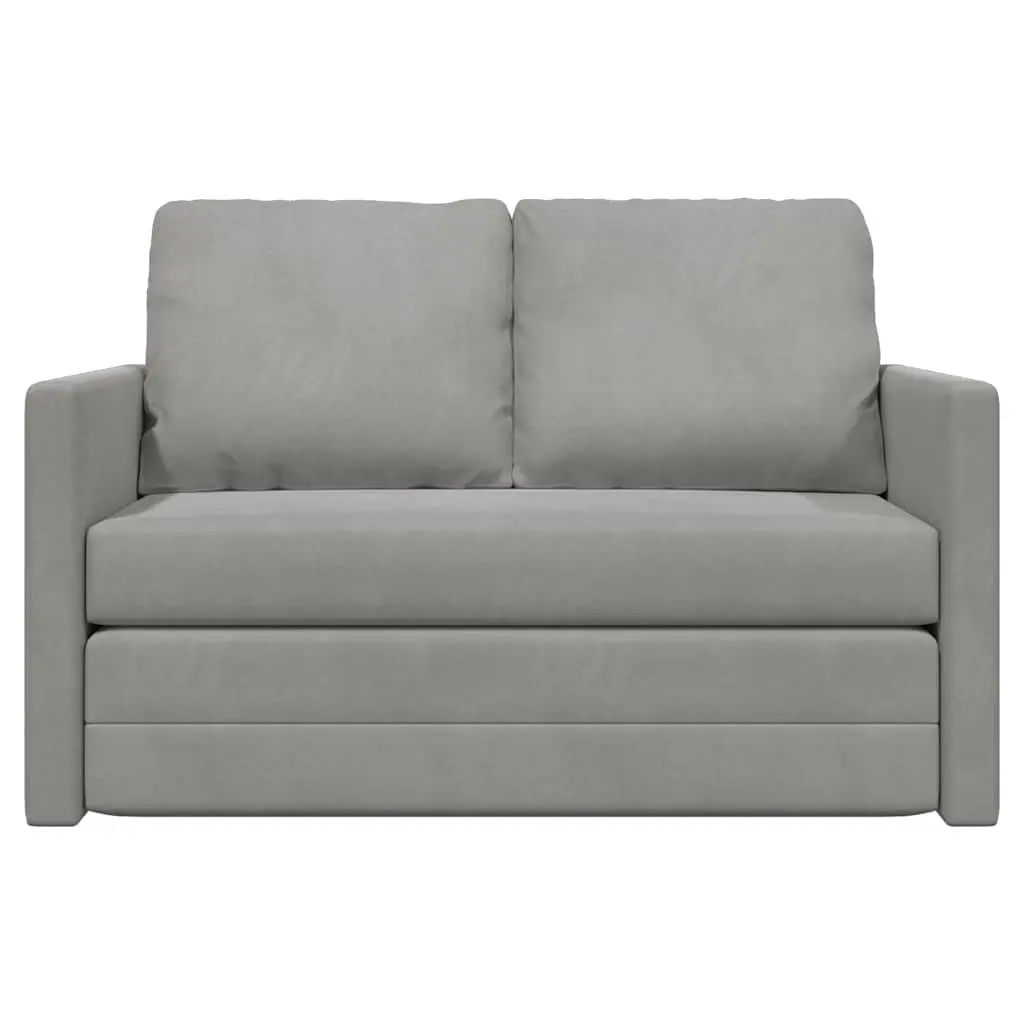 Floor Sofa Bed Convertible Loveseat Grey Velvet 2-in-1