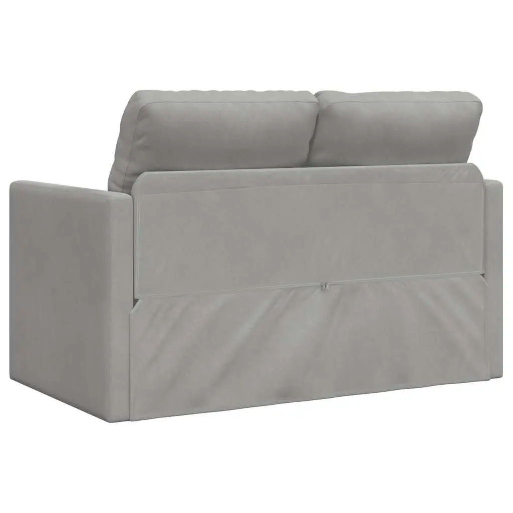Floor Sofa Bed Convertible Loveseat Grey Velvet 2-in-1