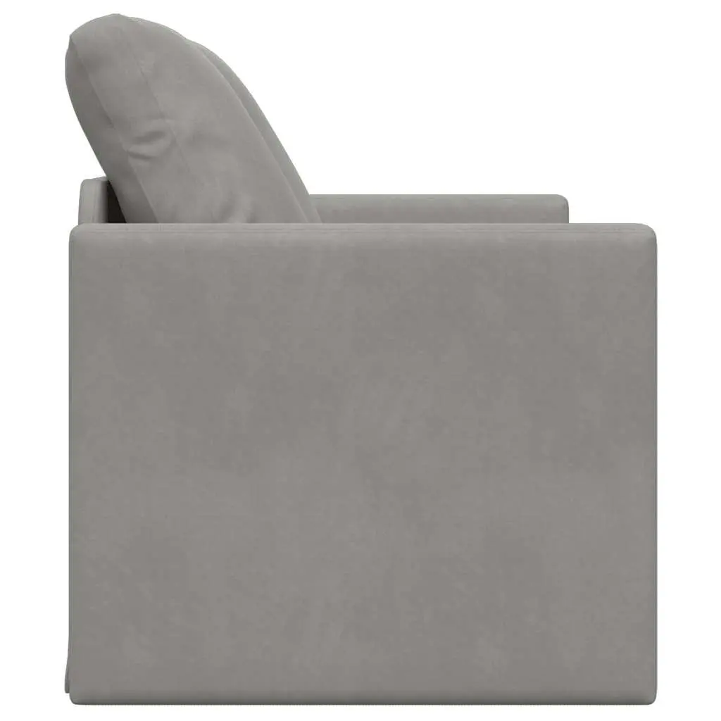 Floor Sofa Bed Convertible Loveseat Grey Velvet 2-in-1
