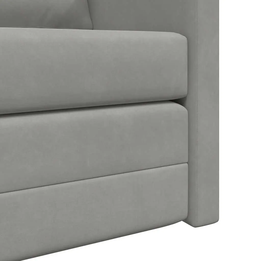 Floor Sofa Bed Convertible Loveseat Grey Velvet 2-in-1