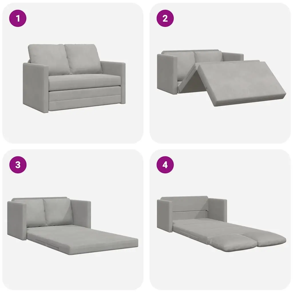 Floor Sofa Bed Convertible Loveseat Grey Velvet 2-in-1