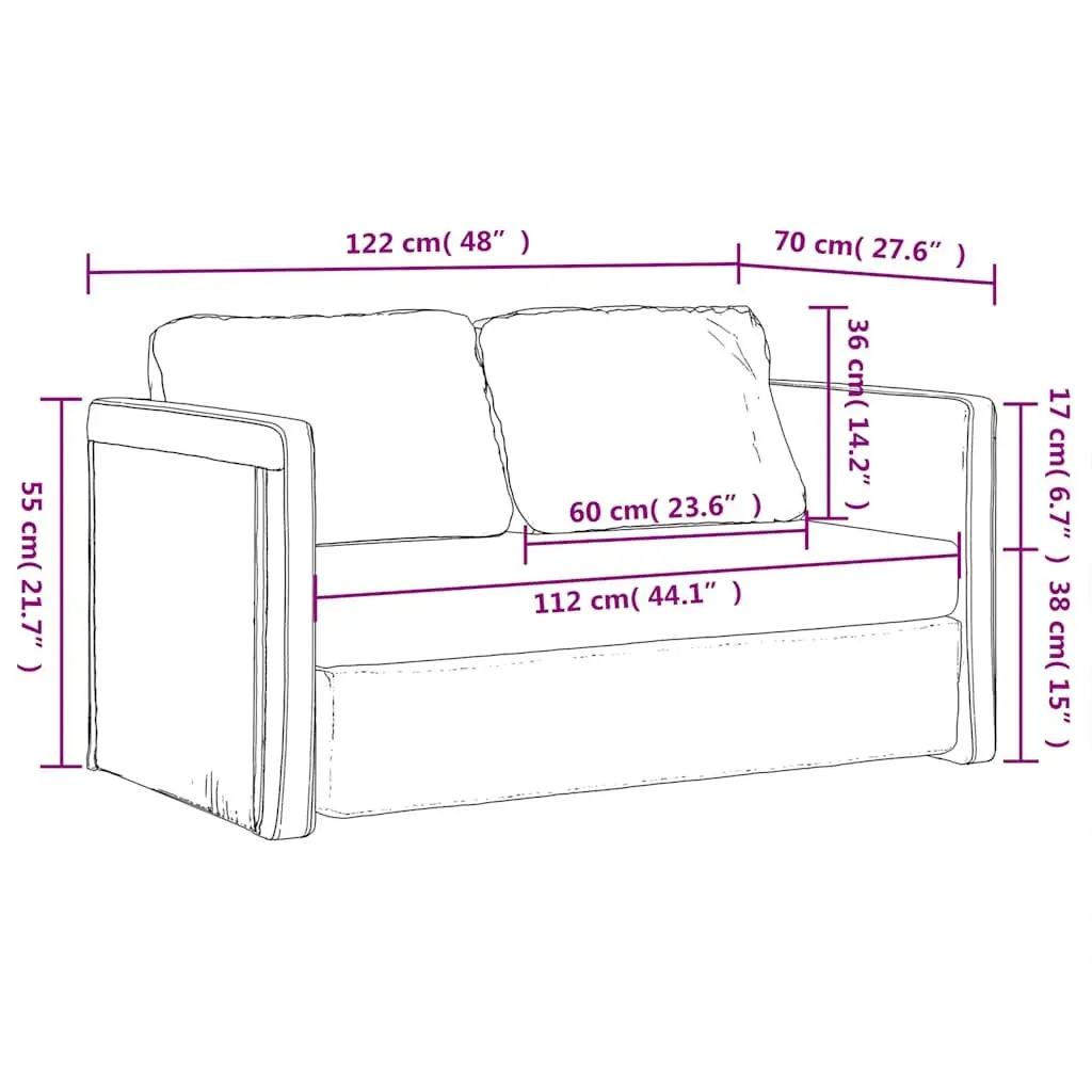 Floor Sofa Bed Convertible Loveseat Double Bed Grey Velvet 2-in-1 Folding Sleeper Couch