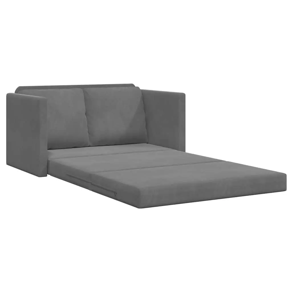 Floor Sofa Bed Convertible Loveseat Double Bed Grey Velvet 2-in-1 Folding Sleeper Couch