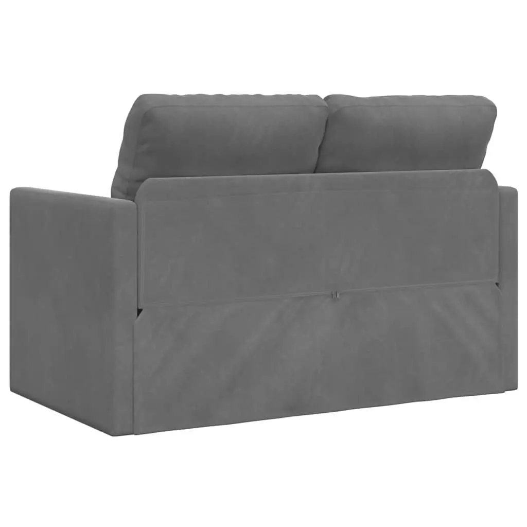 Floor Sofa Bed Convertible Loveseat Double Bed Grey Velvet 2-in-1 Folding Sleeper Couch