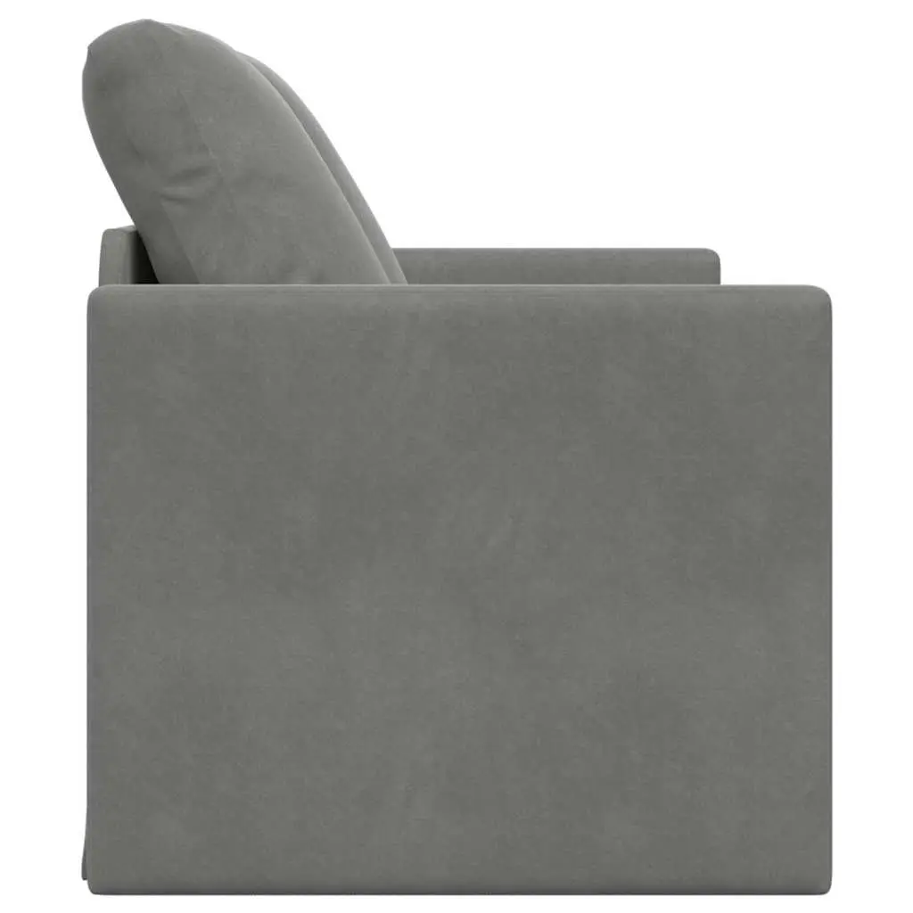 Floor Sofa Bed Convertible Loveseat Double Bed Grey Velvet 2-in-1 Folding Sleeper Couch