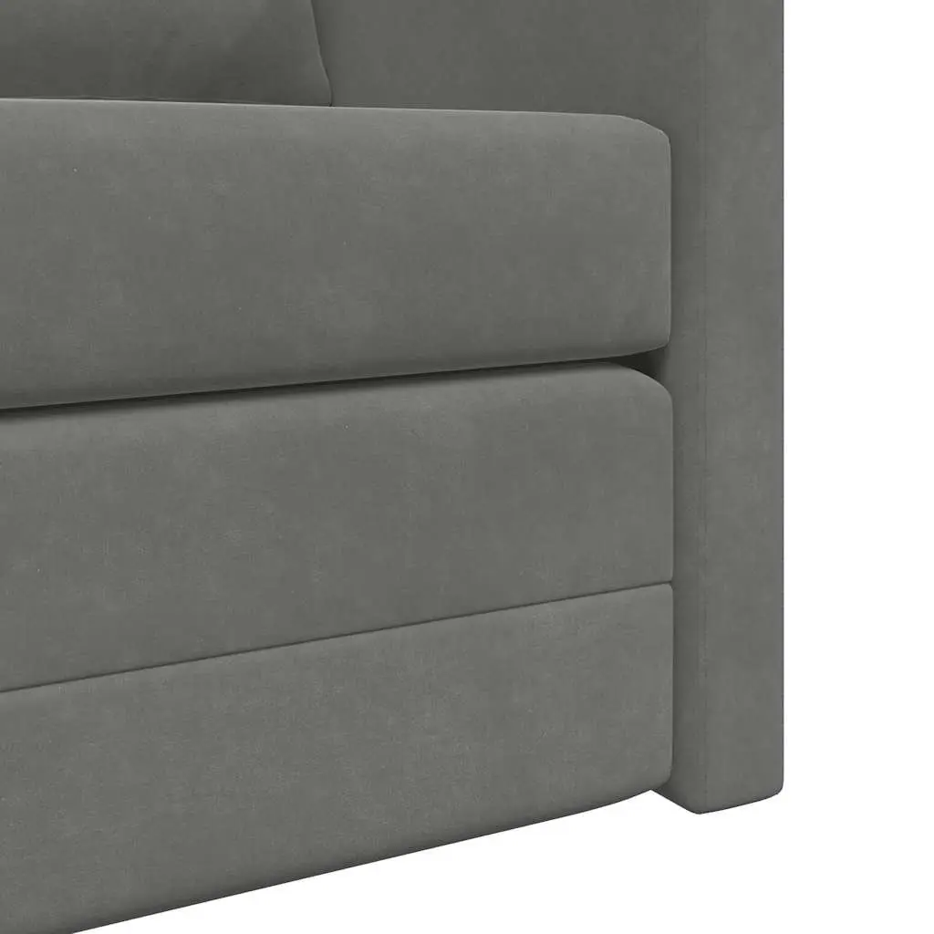 Floor Sofa Bed Convertible Loveseat Double Bed Grey Velvet 2-in-1 Folding Sleeper Couch