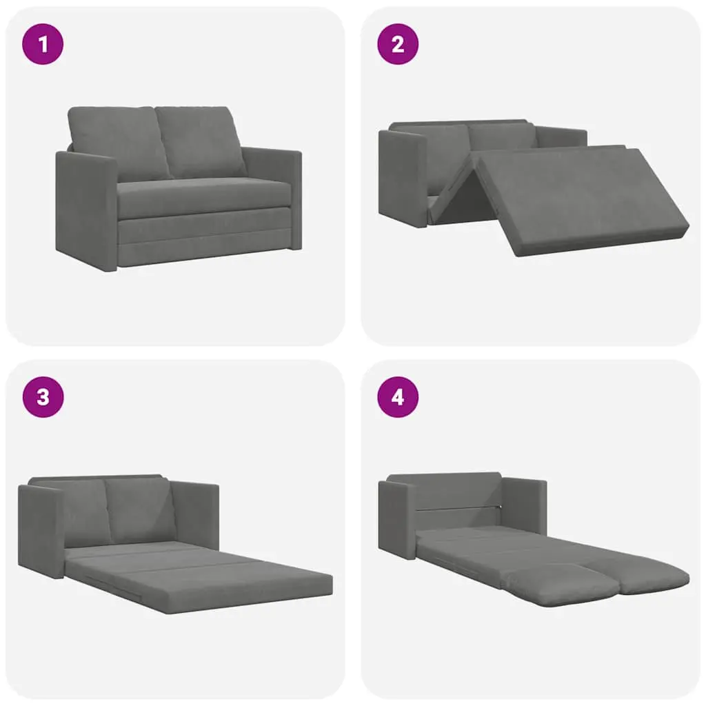 Floor Sofa Bed Convertible Loveseat Double Bed Grey Velvet 2-in-1 Folding Sleeper Couch