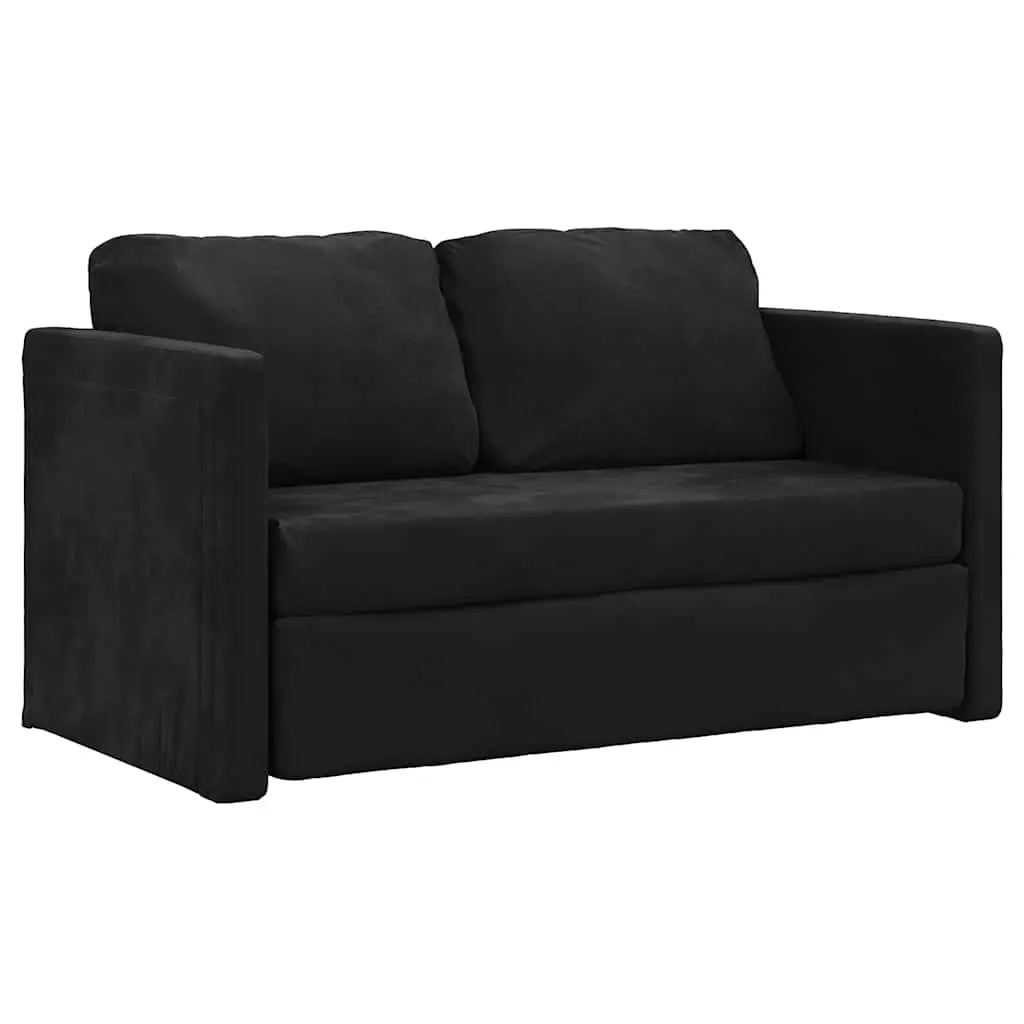 Floor Sofa Bed Convertible Loveseat Double Bed Black Velvet Folding
