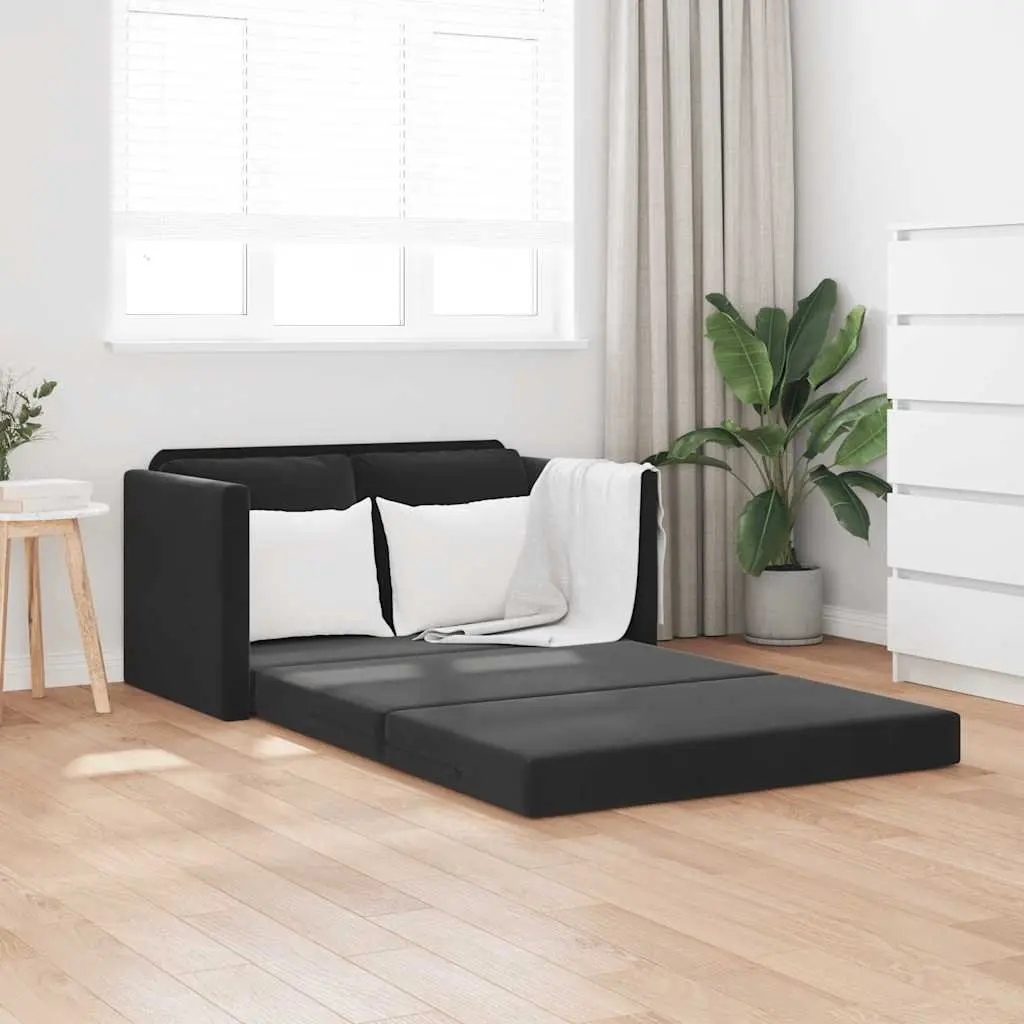Floor Sofa Bed Convertible Loveseat Double Bed Black Velvet Folding