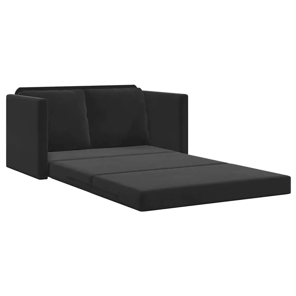 Floor Sofa Bed Convertible Loveseat Double Bed Black Velvet Folding