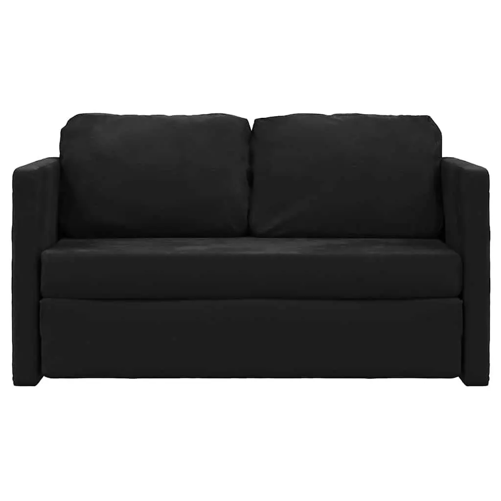 Floor Sofa Bed Convertible Loveseat Double Bed Black Velvet Folding