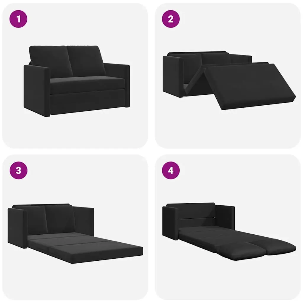 Floor Sofa Bed Convertible Loveseat Double Bed Black Velvet Folding