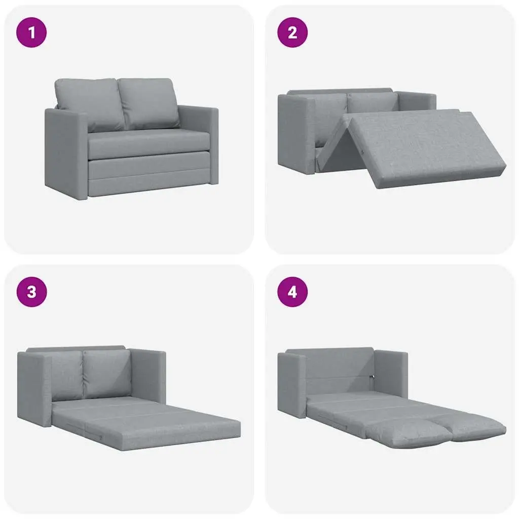 Floor Sofa Bed Convertible Loveseat Double Bed Grey Fabric Folding