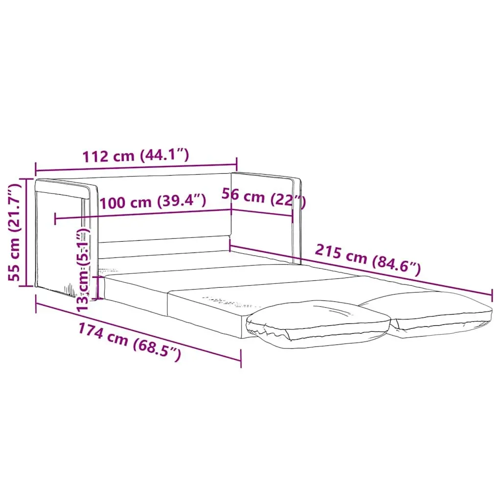 Floor Sofa Bed Convertible Sleeper Loveseat Folding Guest Bed Grey