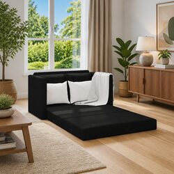 Convertible Black Fabric Floor Sofa Bed for Comfort