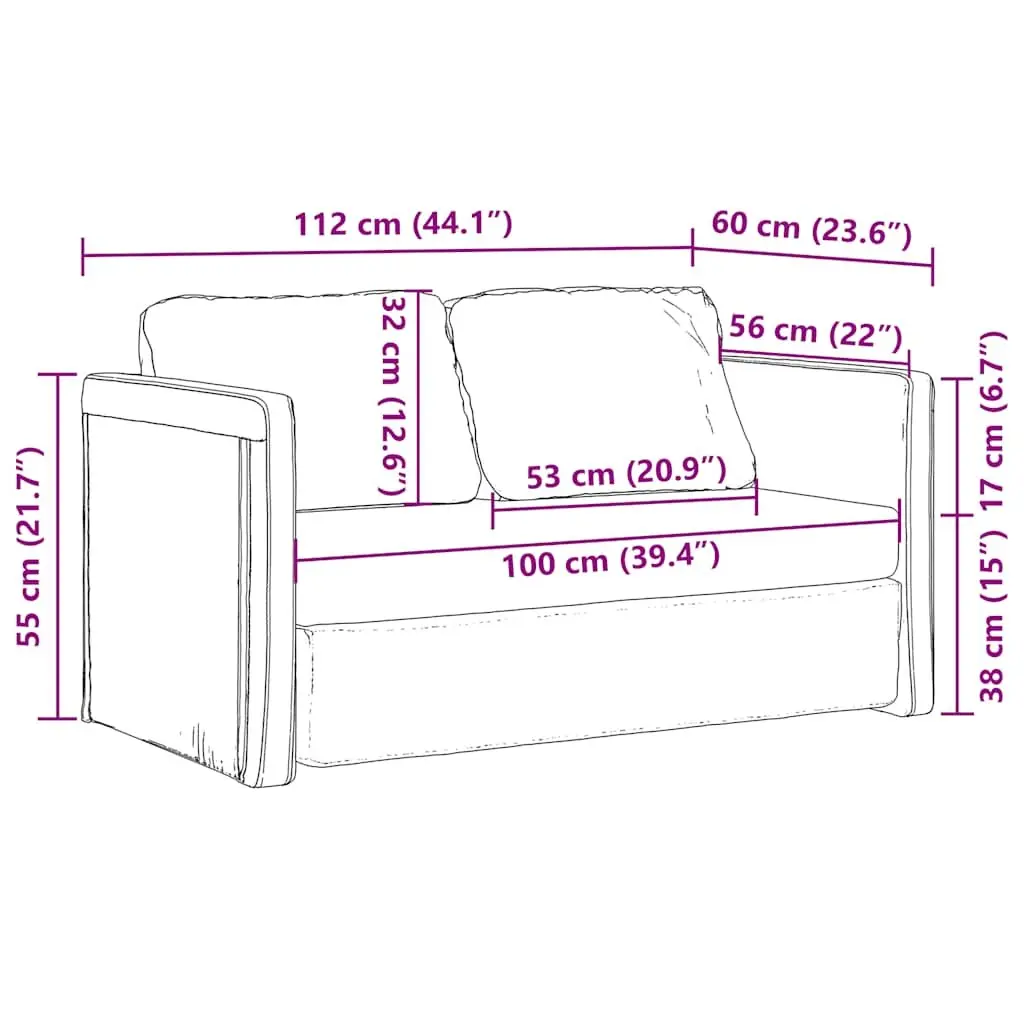 Convertible Black Fabric Floor Sofa Bed for Comfort