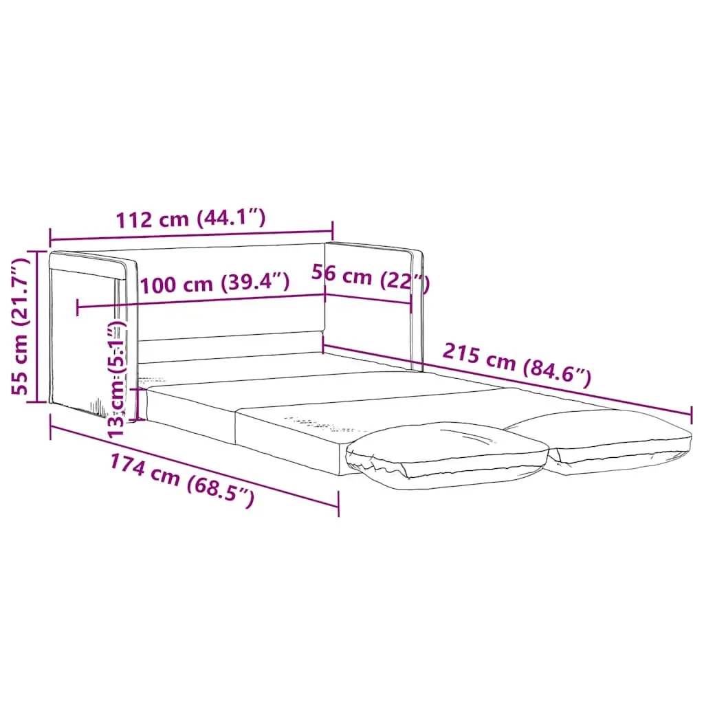 Convertible Black Fabric Floor Sofa Bed for Comfort