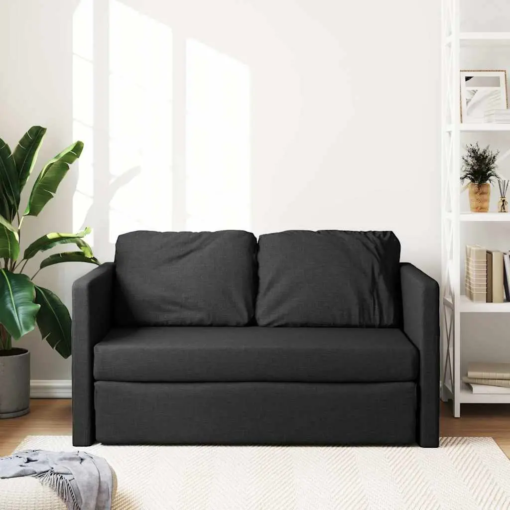 Convertible Black Fabric Floor Sofa Bed for Comfort