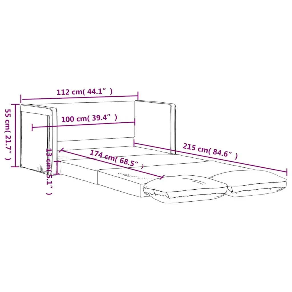 Convertible Loveseat Floor Sofa Bed in Black Faux Leather