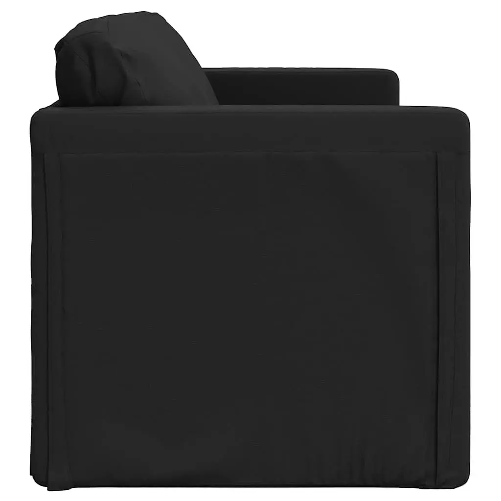Convertible Loveseat Floor Sofa Bed in Black Faux Leather