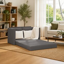 Grey 2-in-1 Convertible Loveseat Floor Sofa Bed