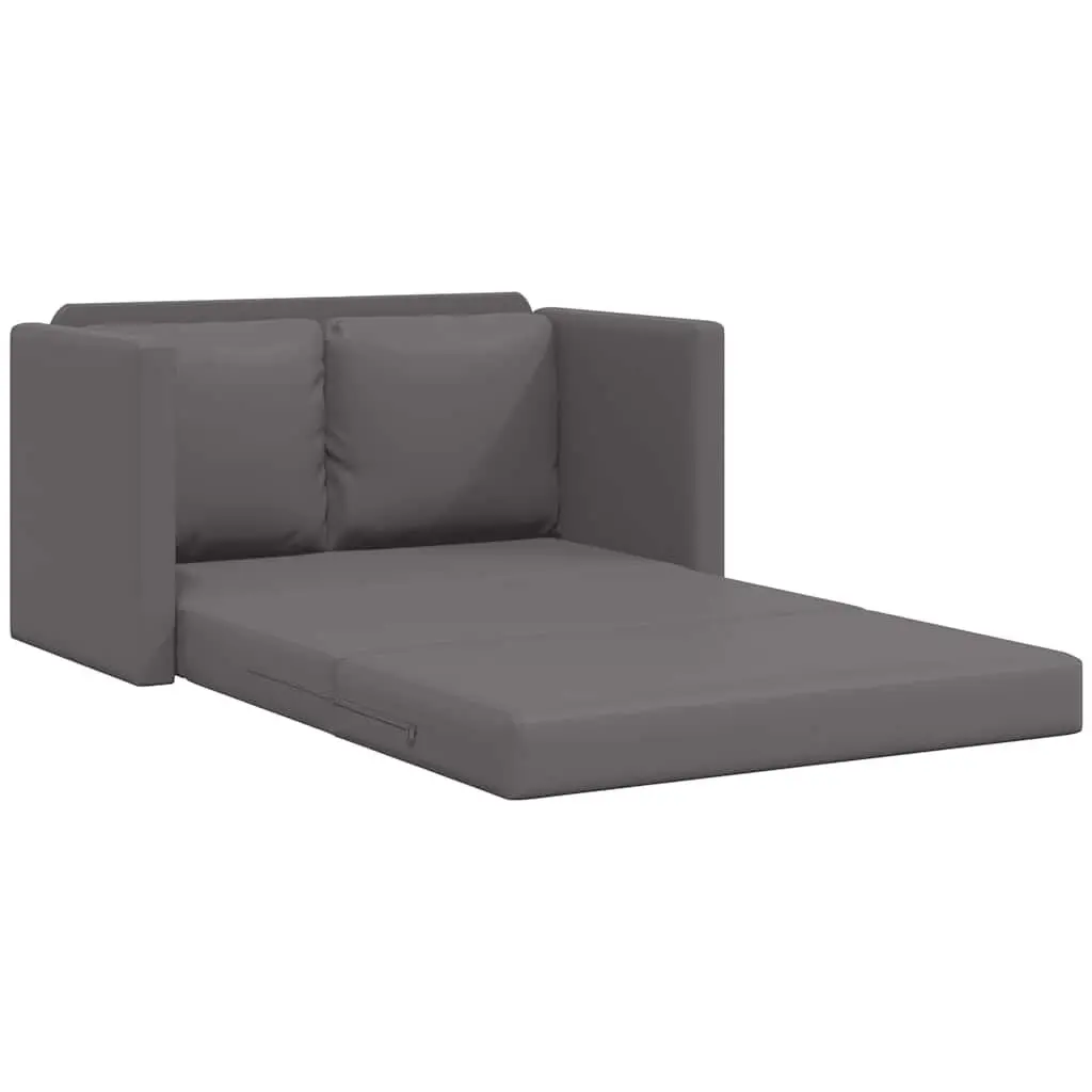 Floor Sofa Bed Convertible Loveseat Grey Faux Leather 2-in-1 Metal Frame