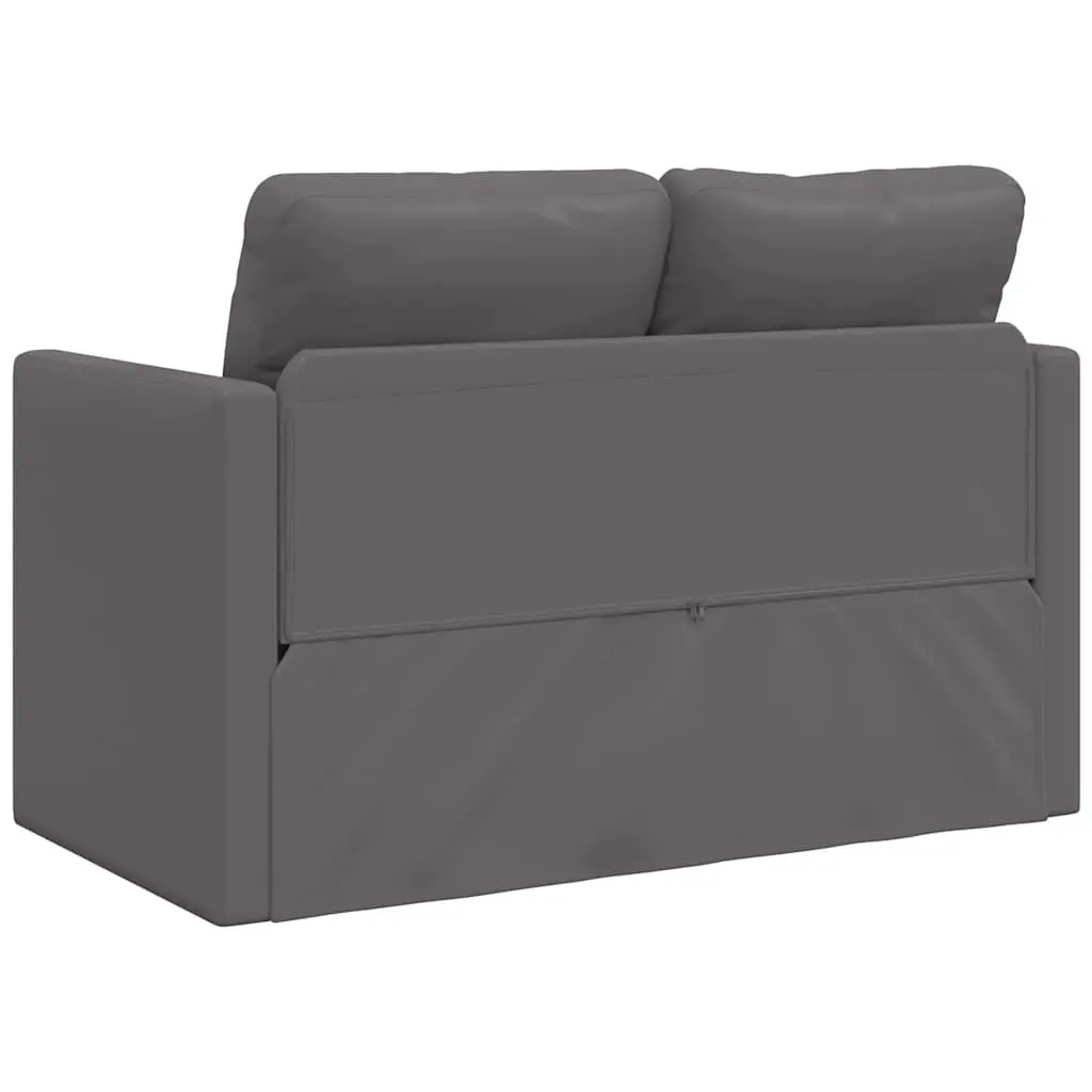 Floor Sofa Bed Convertible Loveseat Grey Faux Leather 2-in-1 Metal Frame